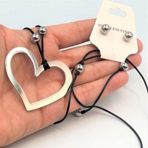 Big Heart Necklace and Earrings